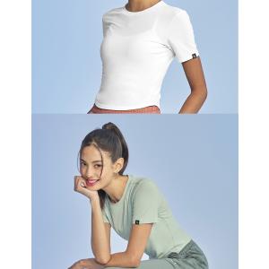 ヨガウェア 半袖 クロップド丈 Tシャツ レデ...の詳細画像4