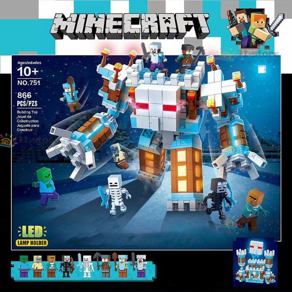 新品 MINECRAFT マインクラフト ブロック おもちゃ 収納 発光ブロック 雪の守護者 レゴ互...