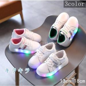 光る靴 キャラクタースニーカー ブラック ピンク レッド ベビー キッズ LED搭載 ライトシューズ 子供靴 男の子 女の子 プレゼント ギフト
