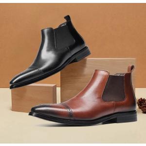 New☆ 本革メンズショートサイドゴアブーツ　ゴム