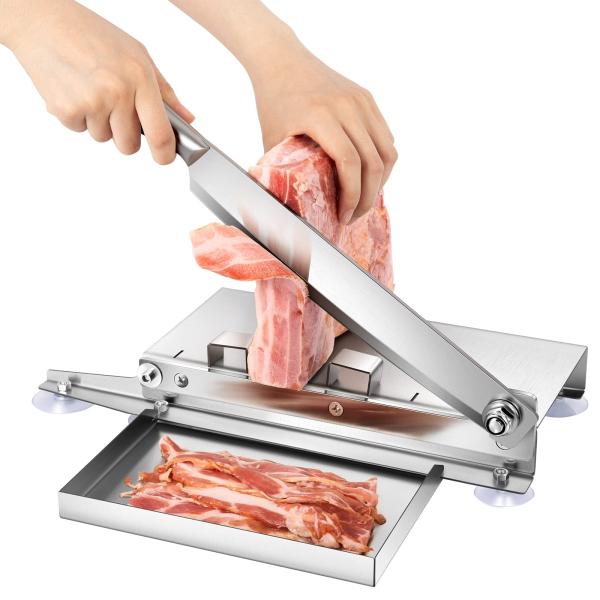 手動スライサー 押切包丁 厚さ自由調整 小型 刃長さ27cm ステンレス 骨切り/冷凍肉/薬種/野菜...