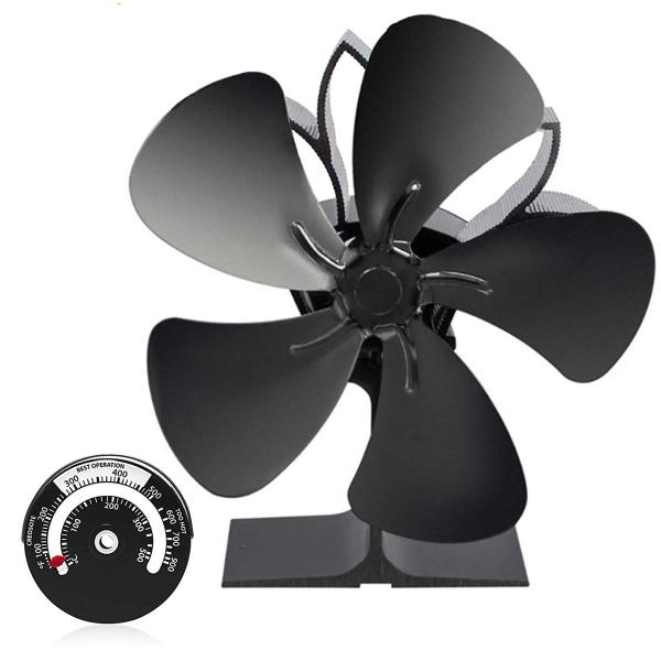 ストーブファン 薪ストーブファン【2020年】 火力熱炉ファン 石油/木材暖炉用の5ブレード熱供給式...