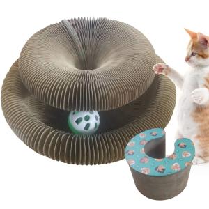 マジックオルガン 猫 爪とぎボード 折りたたみ式 猫 爪 スクラッチボード おもちゃベルボール付き リサイクル可能 波形 猫 スクラッチパッド インタラクティブ
