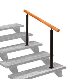 屋外階段手すり-完全なキット-無垢材の階段手すり屋内マットブラックアイアン階段手すり角度調整可能-設置が簡単｜xixi68