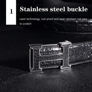 メンズレザーベルトスムースバックルベルト本物の...の詳細画像1