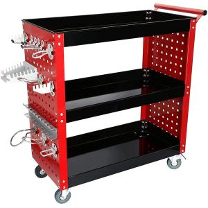 ハードツールワゴン　メッシュパネル付　レッド アイリスオーヤマ ハードツールワゴン メッシュパネル付 HDW-3M