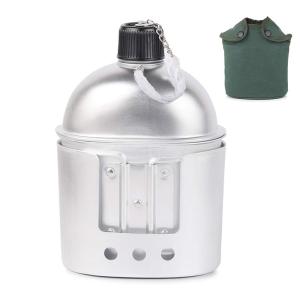 3ピース調理器具セットアルミ軍食堂カップ薪ストーブセットキャンプ用カバーバッグハイキングバックパッキング