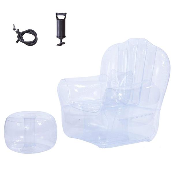 エアーソファー、1人用ソファーフットレスト付きアームチェア家庭用または屋内用プール、ポンプ付き高速イ...