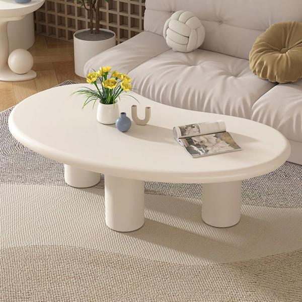 ローテーブル おしゃれ センターテーブル 白 木製 大きめ 不規則 組み立て簡単 コーヒーテーブル ...