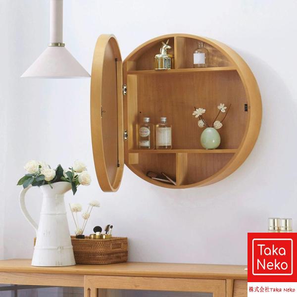 ミラーキャビネット 丸壁鏡 洗面鏡 バスルームロッカー 浴室化粧鏡 3つのサイズ 直径50cm、60...