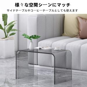 サイドテーブル 透明アクリルベッド シェルフ多...の詳細画像4