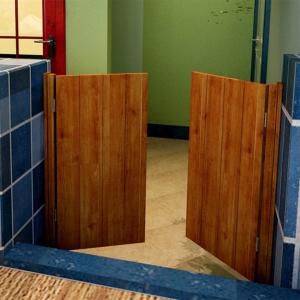 無垢材 パブ カウボーイドア、 180度回転 スイングドア、 玄関ドア パッセージ フェンスゲート、 ヒンジ付き ブラウンフリーゲート、 水性塗料 カフェドアーズ｜xixi68