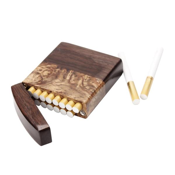 木製のたばこケース、エレガントで美しい環境の創造的な個性、男性のたばこケース、防塵および防湿、15本...