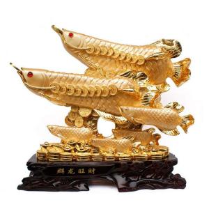 風水アロワナ彫像、中国の伝統風水彫刻アロワナコレクション像 アートワーク 家の装飾風水インテリア富と幸運を誘致 A_32x13x35cm/ 12.8x5.2x14inch｜xixi68