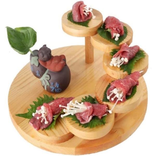 寿司?刺身盛台 木製 階段盛器 刺身盛り皿 盛付皿 舟盛 盛器 和食器日本の寿司サービングトレ すし...