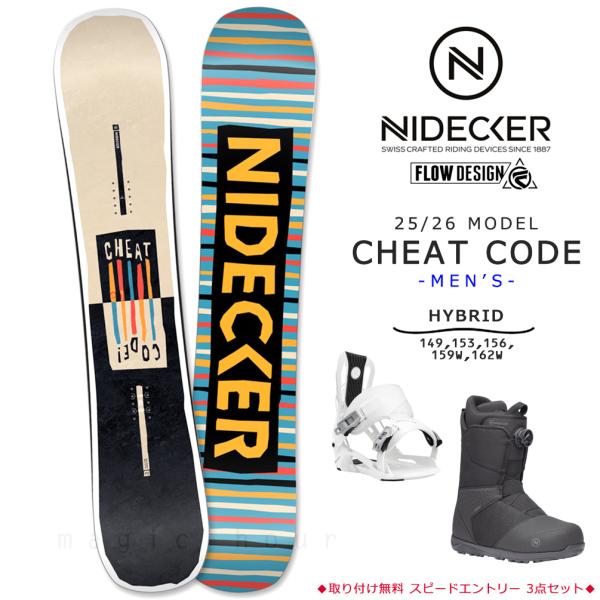 スノーボード 板 メンズ 3点 セット ビンディング ブーツ NIDECKER ナイデッカー CHE...