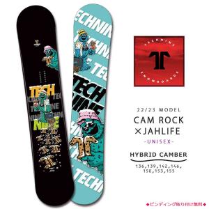 スノーボード 板 メンズ レディース 単品 2023 TECH NINE テックナイン CAM ROCK×JAHLIFE グラトリ ハイブリッド キャンバー ボード かわいい キャラクター 黒｜xover-int