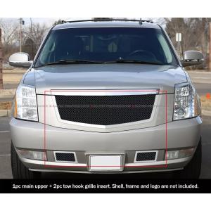 グリル 02-06キャデラックエスカレード光沢のある黒ハニカムメッシュ