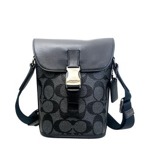 送料無料 コーチ C3134 バッグ メンズ COACH ショルダーバッグ シグネチャー トラック スモール フラップ クロスボディ QBCHR チャコール