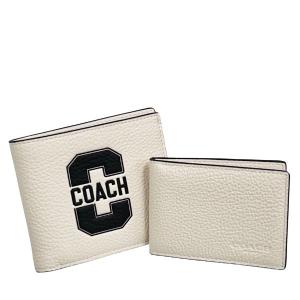 コーチ 財布 メンズ COACH 折り財布 レザー ヴァーシティ モチーフ 3in1 ウォレット CAK48 MQV チョーク×ブラック COACH（コーチ） 財布 メンズ 折り財布 レザー ヴァーシティ モチーフ
