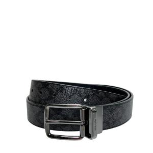 SALE♪　コーチ　新品　シルバーバックル回転シンプルベルト　ブラックxブラウン SALE♪ コーチ 新品 シルバーバックル回転シンプルベルト