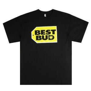 メンズ Tシャツ【クリックポスト対応可】BEST BUD TEEパロディー Ｔシャツ ロゴブラック 黒 キャラクター パロディ 男女兼用 半袖 TSHIRTS 麻 KUSH 巻き煙草マリ｜xxxtmw