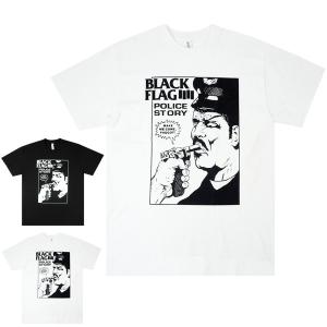 メンズ Tシャツ【クリックポスト対応可】BLACK FLAG POLICE STORY TEEブラック フラッグ ポリス ストーリー バンドTシャツホワイト 黒 白 ハードコア バンT男女｜xxxtmw