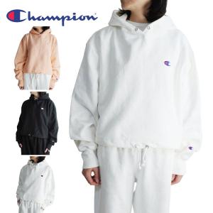 チャンピオン レディース パーカーG880 CHAMPION REVERCE WEAVE PO CROP HOODIEリバースウィーブ プルオーバー クロップフーディWHITE(ホワイト) BLACK(ブラック｜xxxtmw