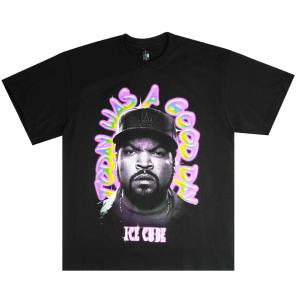 メンズ Tシャツ【クリックポスト対応可】ICE CUBE TODAY WAS A GOOD DAY TEEアイスキューブ ラップＴシャツブラック 黒 映画 MOVIE ラッパー男女兼用 半袖 グラ｜xxxtmw