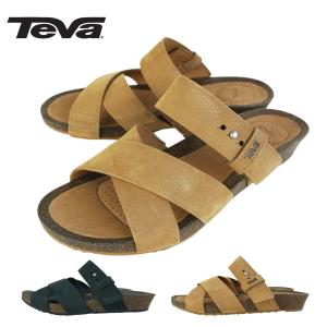 TEVA テバ1106861 MAHONIA SLIDEウィメンズ マホニア スライドBLACK(ブラック)CHIPMUNK(ベージュ）ブラウン 黒 茶 キャメル レディース サンダル 靴  レザー ウ｜xxxtmw