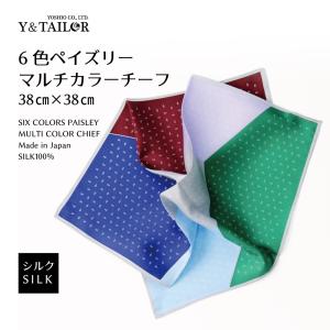 ６色チーフ　ペーズリー　マルチカラーチーフ おしゃれ プレゼント｜y-and-tailor