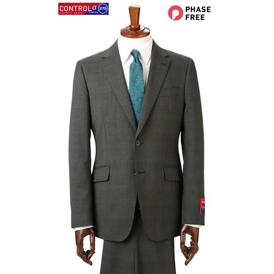 【洋服の青山】秋冬用 グレー系 スタイリッシュスーツ【CONTROLα】【ウォッシャブル】 PERS...