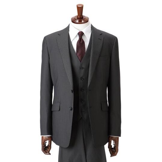 【洋服の青山】スリーピース メンズ オールシーズン グレー 灰色 スタイリッシュ スリム 男性 紳士...