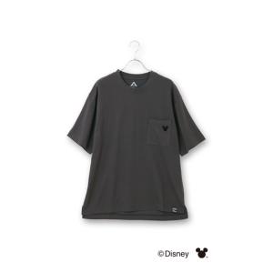 【洋服の青山】 春夏用 グレー系 【男女兼用】ディズニーワンポイントTシャツ【接触冷感】 エーウェア