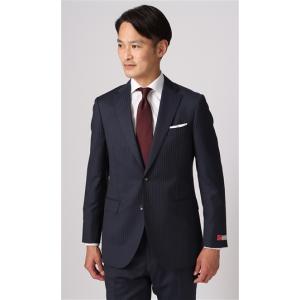洋服の青山】スーツ メンズ ノータック 紳士服 2つボタン ネイビー