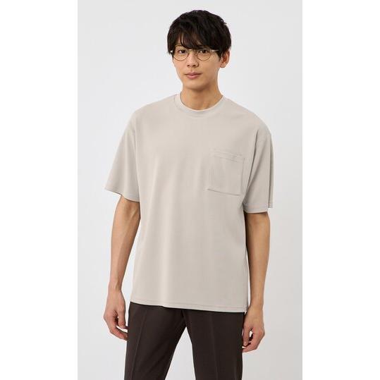 【洋服の青山】春夏 ベージュ系 らくリッチ汗隠し鹿の子Ｔシャツ クルーネック 半袖 左胸ポケット