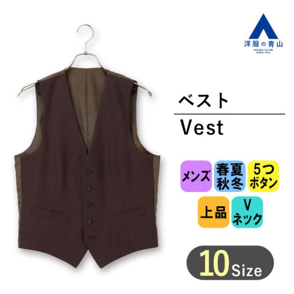 【洋服の青山】オールシーズン エンジ系 セレモニーベスト シングル RARE BLACK メンズ ビ...