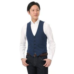 春夏用 ネイビー系 【チェック】スタイリッシュベスト PERSON'S FOR MEN｜y-aoyama