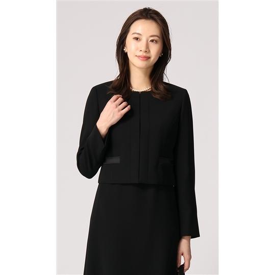 【洋服の青山】セットアップ可 ノーカラーフォーマルジャケット 単品 アンサンブル レディース オール...