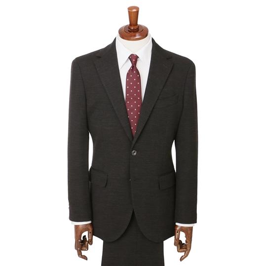 【洋服の青山】プレミアム スーツ メンズ スリム 秋冬用 ブラウン 茶色 織柄 シングル 2ボタン ...