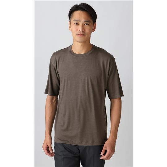 【洋服の青山】オールシーズン用 ブラウン系 クルーネックTシャツ【半袖】【ウール100%】 ACTI...