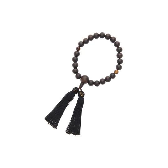 【洋服の青山】《最短当日発送》メンズ ブラウン系 数珠【日本製】 本体:約25cm(玉から房先まで)...