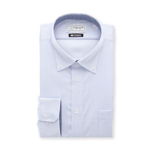 【洋服の青山】ノーアイロン 綿100％ ワイシャツ 長袖 メンズ 春夏秋冬 ボタンダウン ブルー サ...