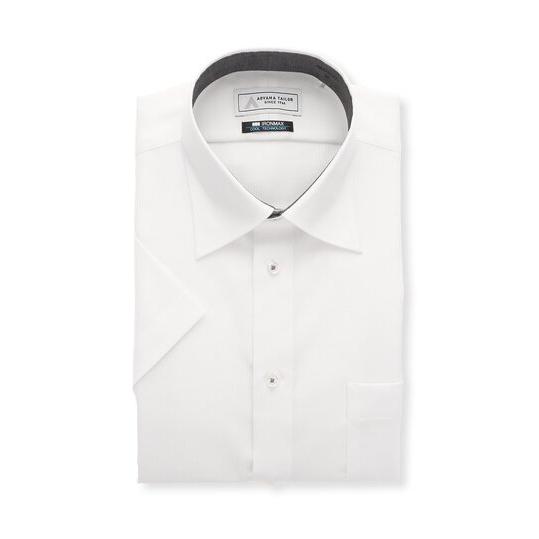 【洋服の青山】メンズ 盛夏 ホワイト系 ワイドカラーワイシャツ【半袖】【キング】【NON IRONM...