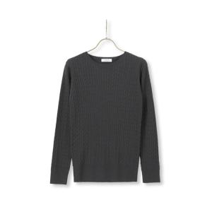 【洋服の青山】 秋冬 グレー系 クルーネックケーブルニットプルオーバー ANCHOR WOMAN PERSON'S  レディース ビジネス カジュアル ウォッシャブル 長袖｜y-aoyama