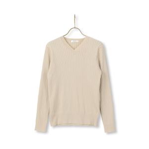 秋冬用 ベージュ系 Vネックリブニットプルオーバー ANCHOR WOMAN PERSON'S｜y-aoyama