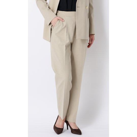 【洋服の青山】オールシーズン ベージュ系 ウエストデザインテーパードパンツ【セットアップ着用可】【裾...