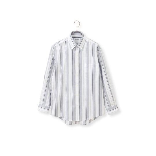 【洋服の青山】お手入れ簡単 カジュアルシャツ メンズ 長袖 春夏秋冬 ネイビー 紺 ストライプ ボタ...