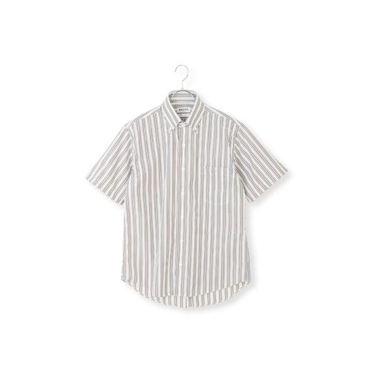 【洋服の青山】春夏用 ワイン系 ボタンダウンストライプシャツ【NON IRON】 REGAL