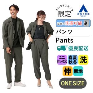 【洋服の青山】フリーサイズ｜ノータックパンツ メンズ オールシーズン グレー 無地  ウォッシャブル 洗える ストレッチ 伸縮 ズボン BLUE PACKAGE｜y-aoyama